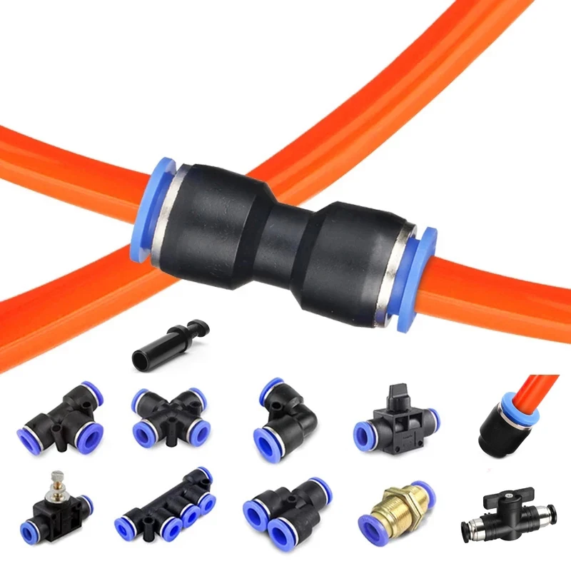 Push Into Plug Pneumatic Fitting Fittings Quick Connector Air Water Hose Tube Connectors Plastic PU PY 4mm 6mm 8mm 10mm 12mm