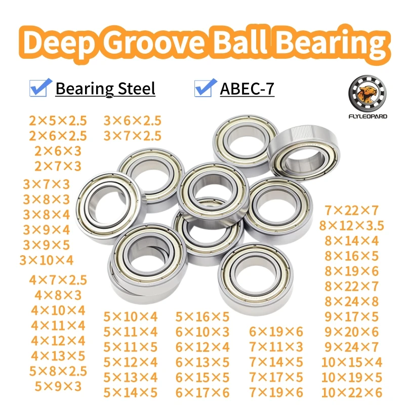 10P 603 604 605 623 625 6700 6701 683 MR74ZZ MR85ZZ Bearing Chrome Steel GCr15 Low Noise for Motors Industrial Equipment ABEC-7