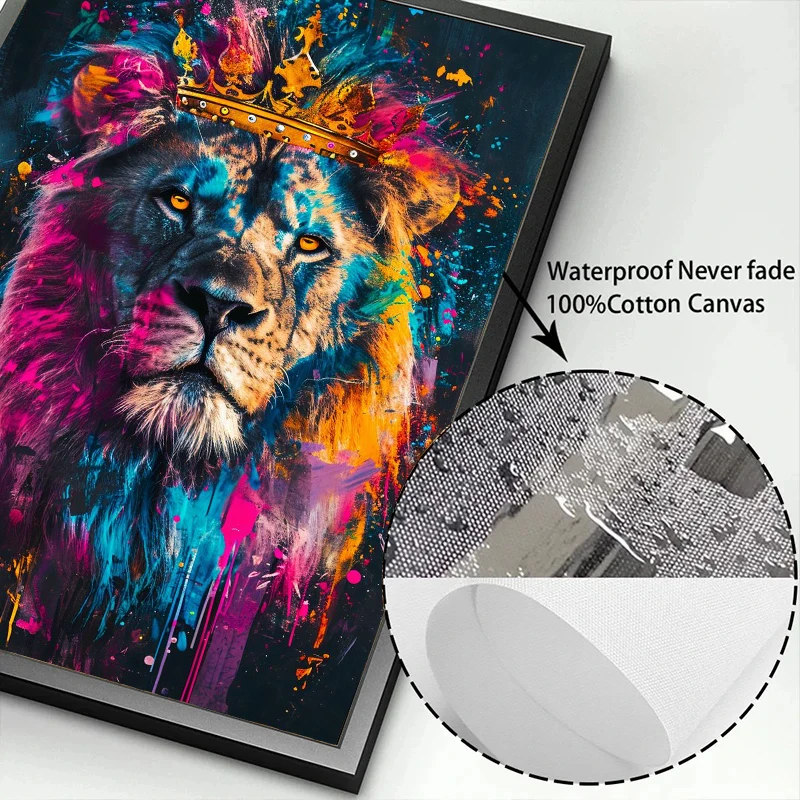 مجردة الحيوانات الأسد النمر الذئب الكتابة على الجدران الفن قماش اللوحة الملونة الحيوان الجدار ملصق فني يطبع صور غرفة المعيشة ديكور