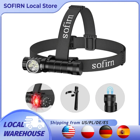 SOFIRN HS43 Headlamp 3200lm 184m White&660nm Red LED Rotary Switch 21700 USB C Rechargeable Flashlight