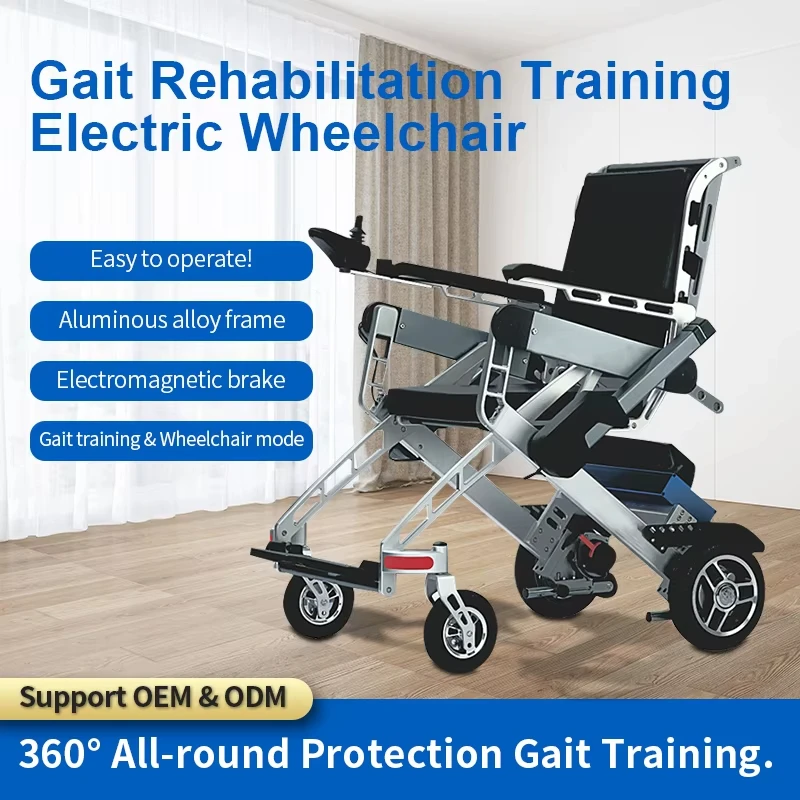 Stroke Rehabilitation Electric CE Certified Adjustable Aluminium Lightweight Unisex Assisted Standing Gait Training Equipment