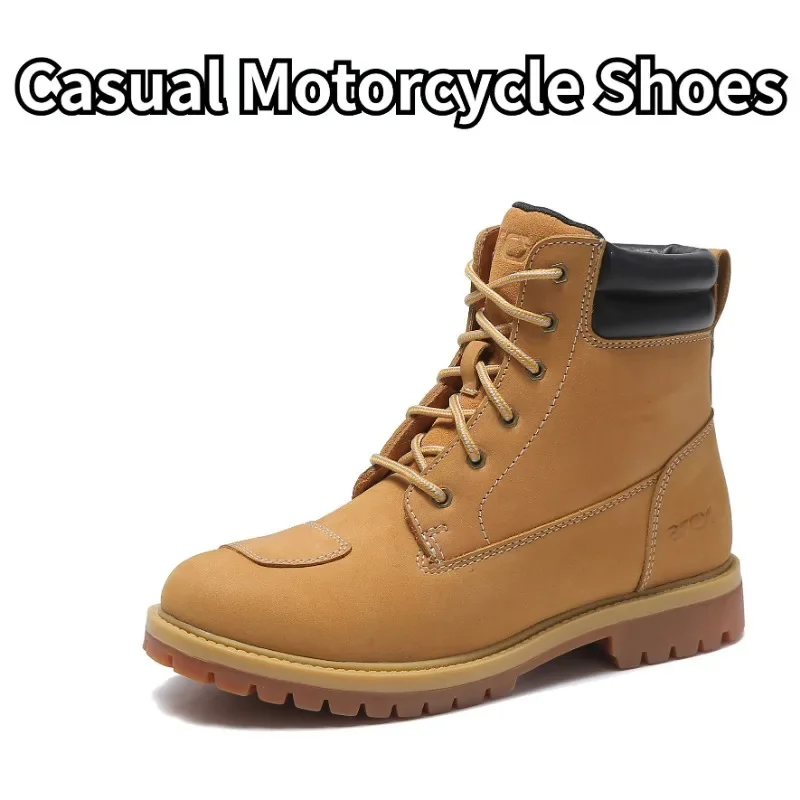 

Casual Motorcycle Riding Shoes Sneaker Motocross Boots Protective Mid-top British Style Motorbike Women Men Botas De Moto Para