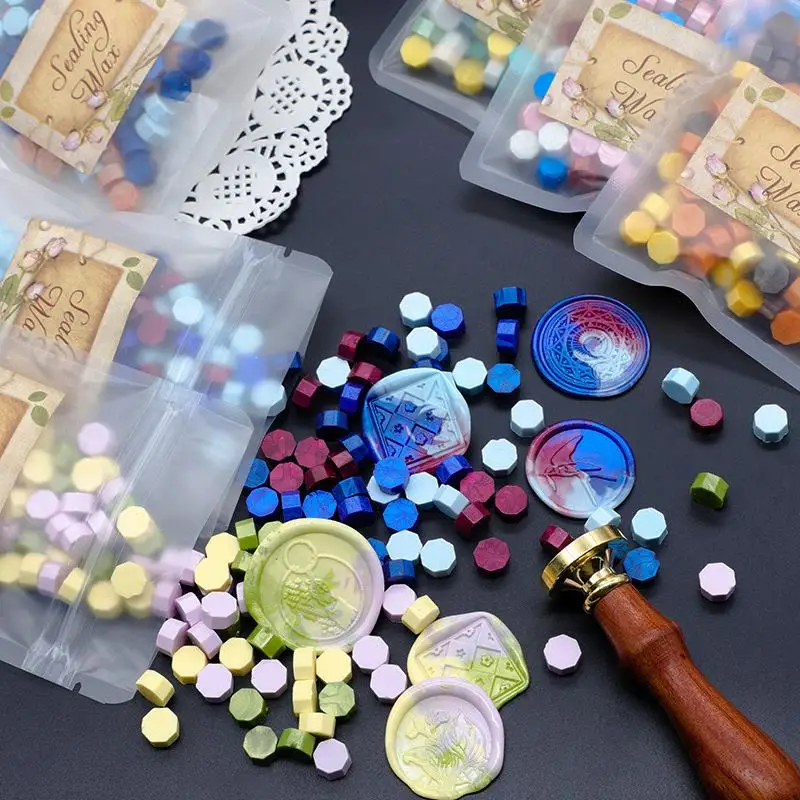 100 Pcs/Bag Mixed Lacquer Seal Wax Seal DIY Octagon Wax Particles Sealing Stamp For Envelope Letter Wedding Party Invitation