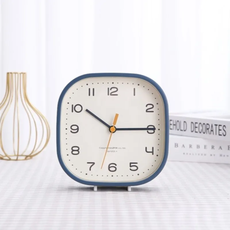 Nordic Colorful Small Alarm Clock Simple Modern Quartz Alarm Watch Bedroom Silent Bedside Decorative Table Clock Wake-up Watch