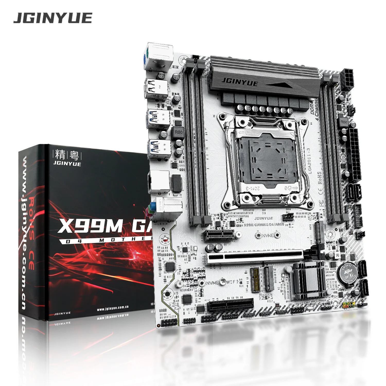 

JGINYUE X99 Motherboard LGA 2011-3 Support Xeon E5 V3 V4 CPU and DDR4 RAM Memory M.2 NVME SATA WIFI X99M GAMING D4/ARGB