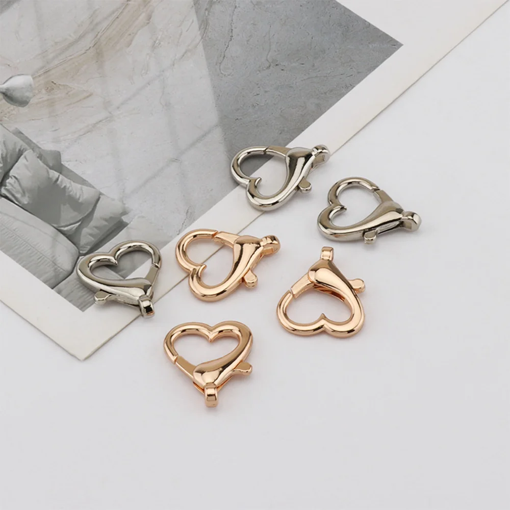 20/100PCS Metal Big Heart Shaped Lobster Clasp Zinc Alloy Love Keychain Hook Buckle DIY Bag Toy Pendant Connecting Accessories