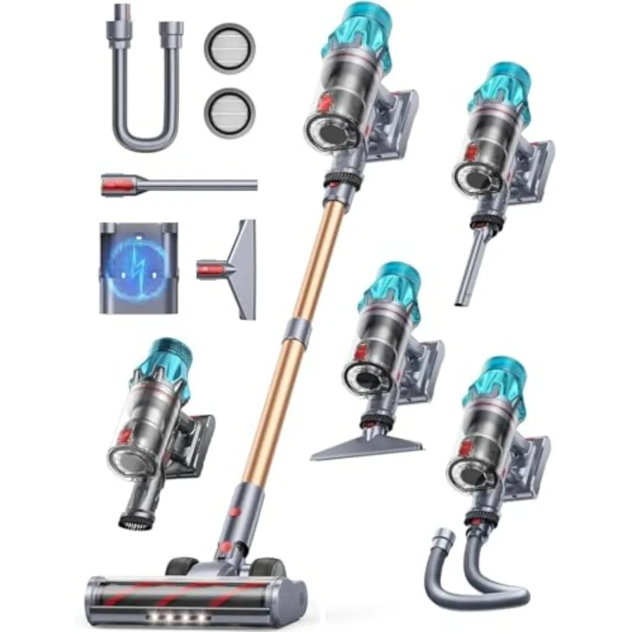 

Cordless Vacuum Cleaner 600W/50Kpa Stick Vacuum Cleaners 65 Mins Max Runtime with Charging Dock Self-Standing Handheld Vacuum w