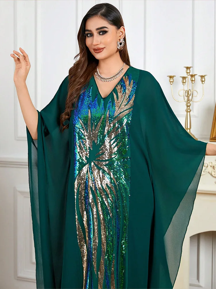 

Muslim Women 2 Piece Dress Set Eid Djellaba Ramadan Dubai Abaya Turkey Kaftan Kebaya Caftan Marocain Femme Robe Sequin Jalabiya