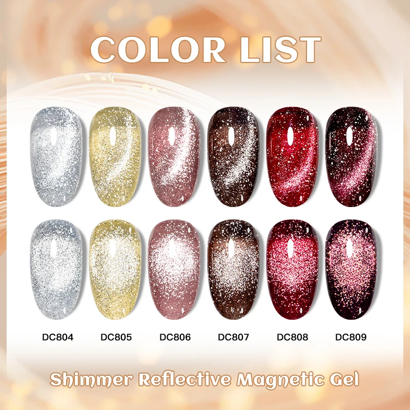 7ml 쉬머 반사 고양이 마그네틱 젤 매니큐어 세미 퍼머넌트 실버 골든 컬러 글리터 네일 젤 UV 젤 네일 아트 끄기