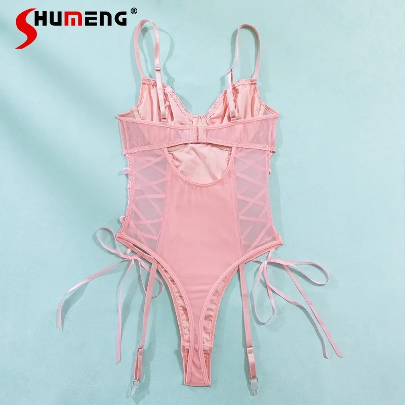 مثير نمط الرغبة النقية الجوف قطعة واحدة الملابس الداخلية النسائية الدانتيل يصل سليم صالح قطعة واحدة الملابس الداخلية الإناث ضمادة الوردي العشير