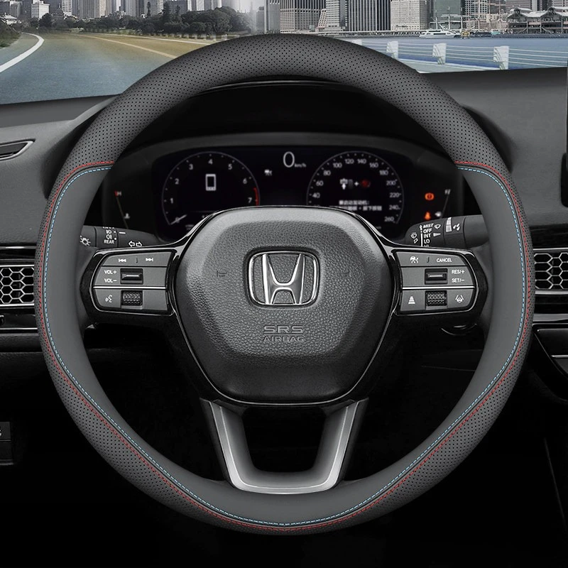 Leather Car Steering Wheel Cover for Honda CR‑V HR‑V ZR‑V Civic Accord Fit City Pilot Passport Odyssey 2022 2023 2024 2025 2026
