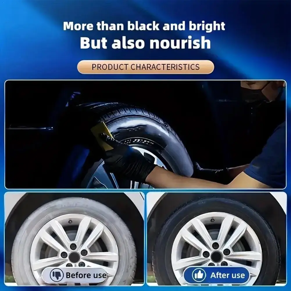 Cera negra para neumáticos de coche, abrillantador ennegrecido para el cuidado de las ruedas de automóviles, prevención de grietas antienvejecimiento, restauración de plástico, arañazos