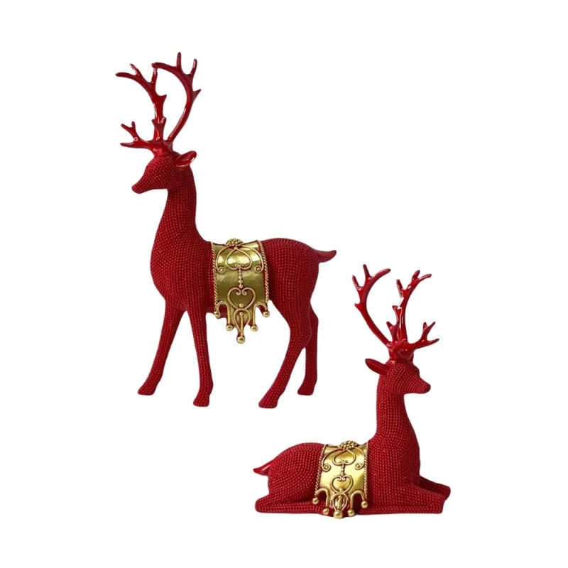 2 pçs figuras renas resinas veados elk escultura animal para decoração dropship