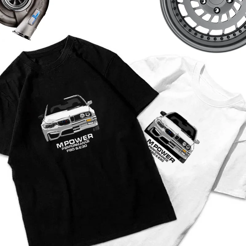 

BMW Three Series с короткими рукавами, модифицированная автомобильная одежда E30 F80 M3power, классическая футболка с автомобильным трендом, футболка из чистого хлопка