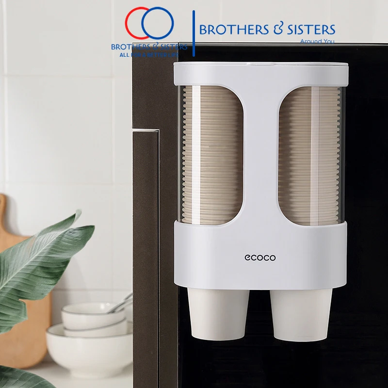 Disposable Wall-mounted Paper Cup Storage Rackplastic Luxury Punch-free Automatic Cup Extractor Household Accessories