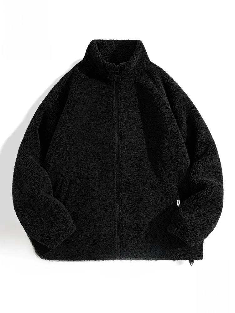 

Men's Thiened Lamb Velvet Jaet Stand Collar Patchwork Autumn Winter Outerwear Warm Casual Loose Fit Zipper