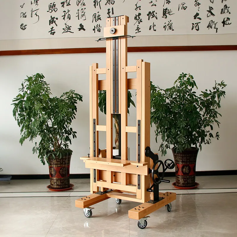 Beech easel for art students multi-functional flat dual-purpose master teaching double rocker large hand easel