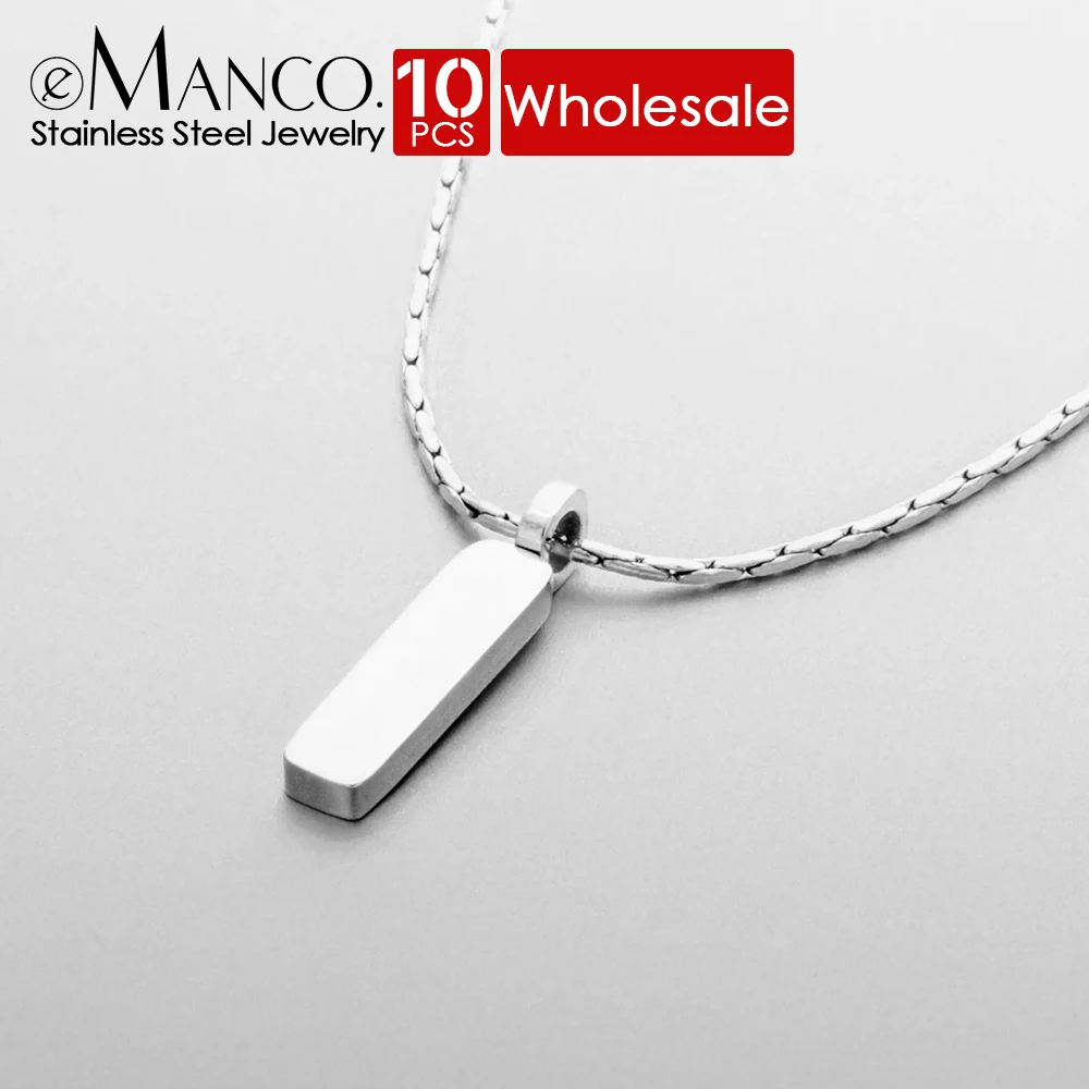 eManco 10PCS Fashion Trend Men's Stainless Steel Wire Pendant Necklace Chain Simple Jewelry Wholesale No Color Loss Waterproof