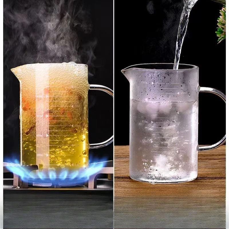 

High Borosilicate Heat Resistant Transparent Glass Measuring Cup with Scale Large Capacity for Milk Kitchen