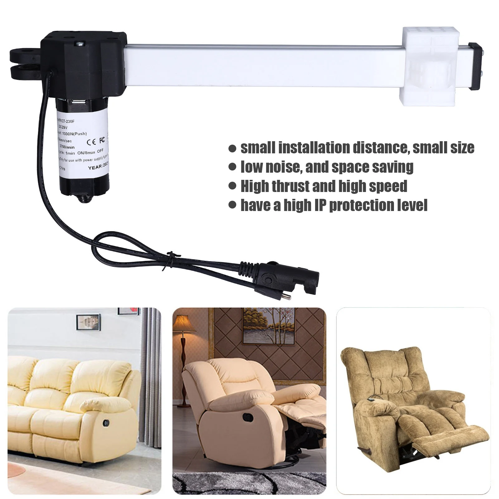 

Power Recliner Lift Chair Motor Electric Recliner Actuator 230mm/9in DC29V Sofa Lift Chairs Motor for Electric Bed Electric Sofa