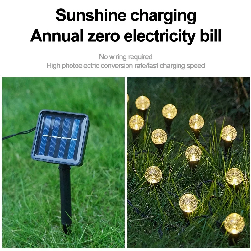 20 en 1 bulle solaire pelouse lumière jardin décor voie lampe extérieure étanche 8 Modes d'éclairage pour vacances jardin chemin cour