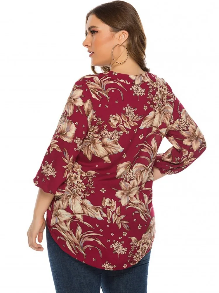 Women's Plus Size XL-4XL Casual Long Sleeve T-shirt Big Size 3XL Snake Pattern Blouse Top Women Clothing Oversized Spring Summer view 5