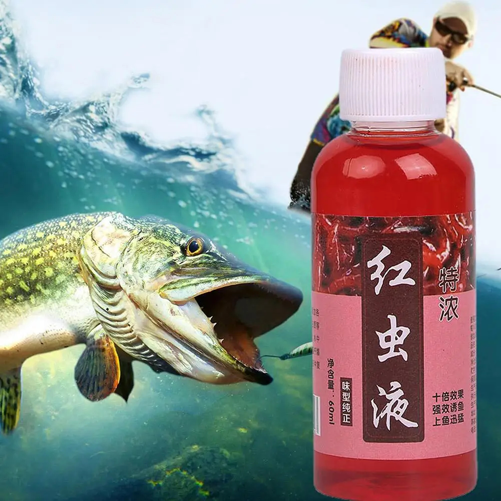 Atrayente de peces con aroma a lombriz de sangre líquida, concentrado, 10/60/100ml, aditivo de cebo líquido de lombriz roja para trucha, bacalao, lubina, 1/5/10 unidades