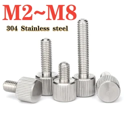 Tornillo de dedo de cabeza redonda moleteado, perno de ajuste de dedo, acero inoxidable 304, M2, M2.5, M3, M4, M5, M8