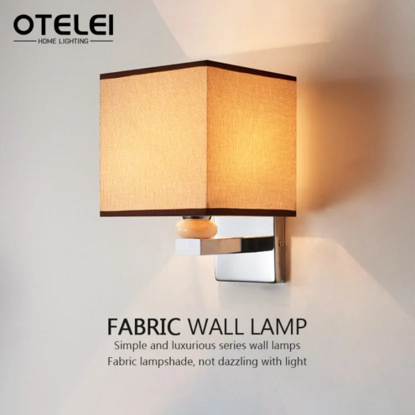 European Style Wall Lamp E27 Bulb AC85-265V Wall Lamp Creative Fabric Corridor Wall Lamp Bedroom Hotel Bedside Modern Style