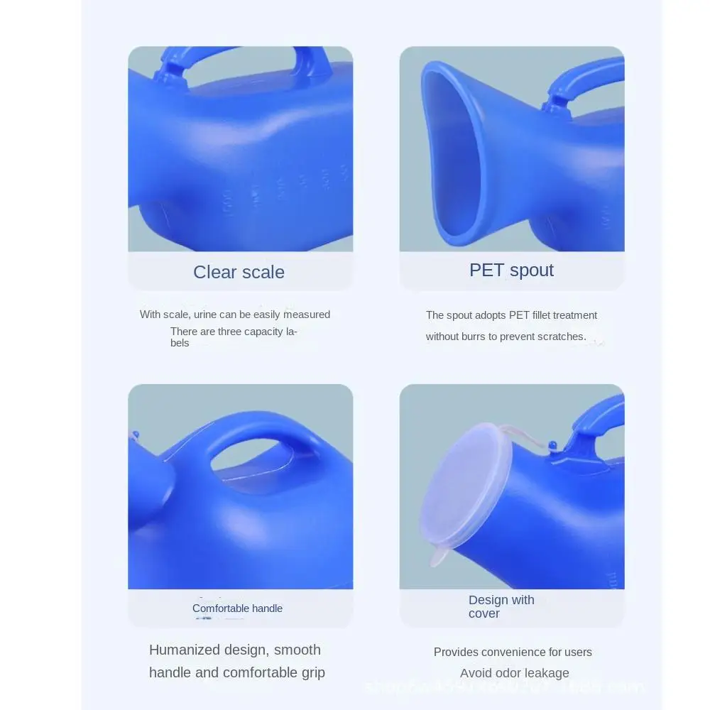 Portable Night Toilet Urinal 1200ml Urinal Storage Large Capacity Pe Handle Urinary Bottle For Men