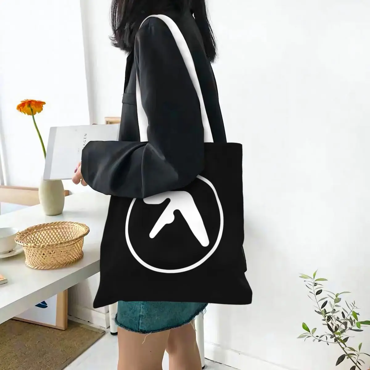 Aphex-Bolsa de lona vintage, sacos Shopper reutilizáveis para Unisex, mercearia, Y2K