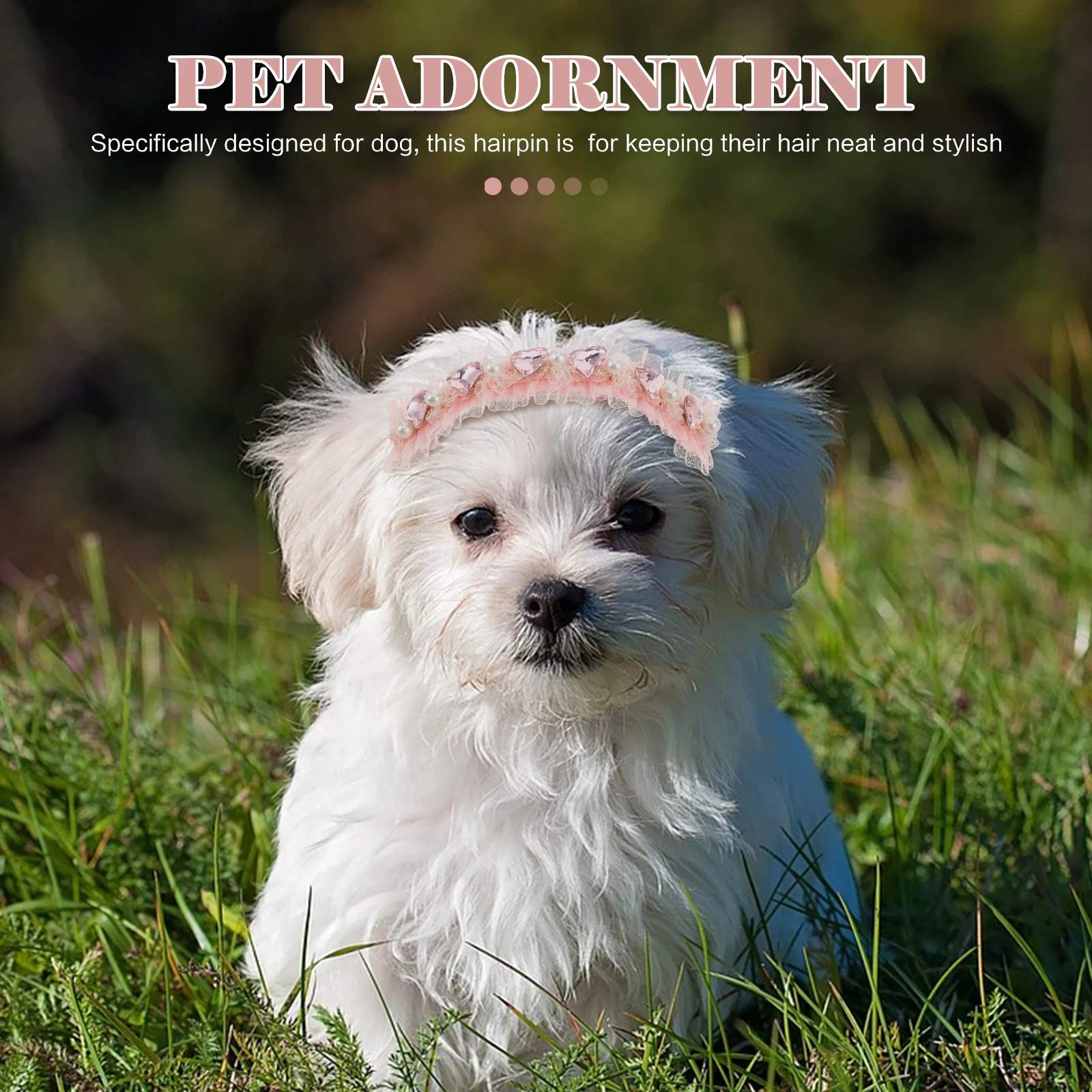 

Pet Heart Pearl Hairpin Crown Dog Hair Clip Soft Lace Pet Hair Accessories Party Birthday Headwear Elegant Grooming Decoration