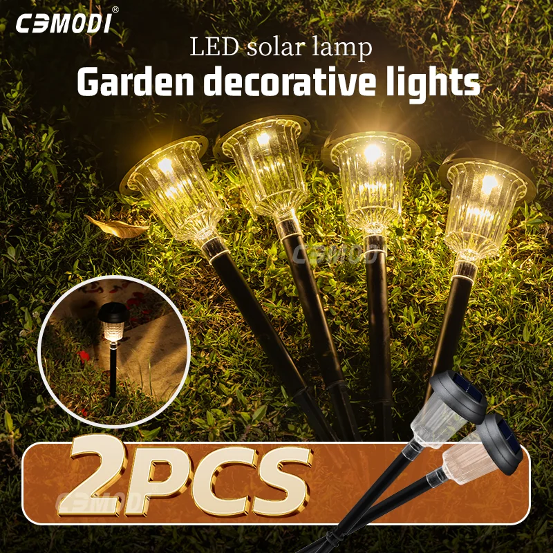 

2PCS Outdoor Solar Street Lights, Waterproof Solar Landscape Lights for Yard, Path, Landscape and Sidewalk (Warm light).