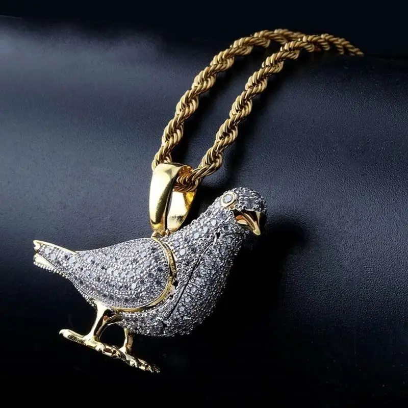 Classic retro men\'s necklace inlaid zircon animal pendant necklace ladies clothing accessories gifts