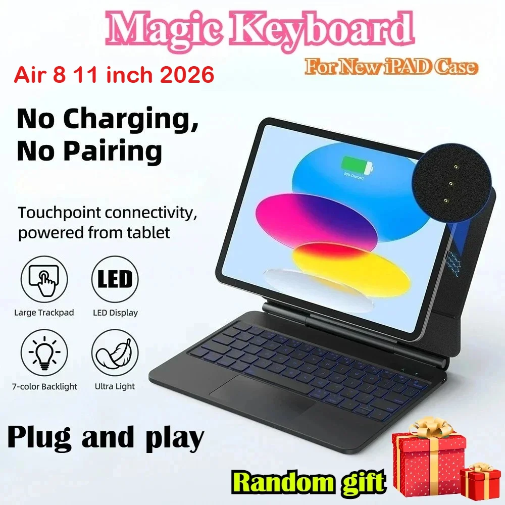 

2026 New Magic Keyboard Case for APPLE IPad Air 8 M4 M3 11inch 13 7 6 11 Pro 11 M5 12.9 " Case Backlight Trackpad Keyboard Cover