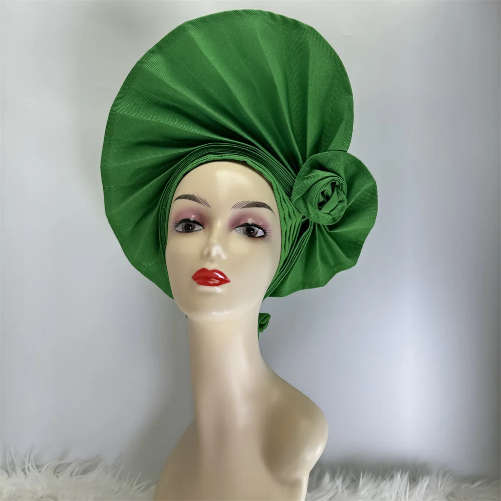 2026 African Headtie Nigerian Aso Oke Headtie Women Hijab Head Wrap Turban Chemo Caps Gele Femme Scarf High Quality for Wedding - view 4