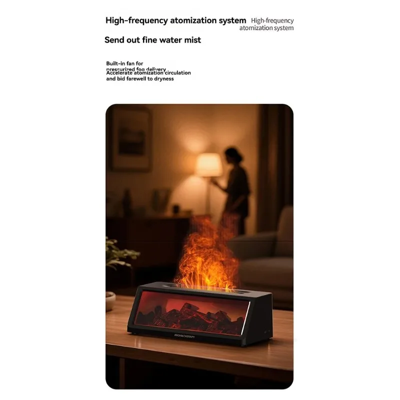 

B47B-Compact Electric Aromatherapy Diffuser-Flame Effect Design, Black/White Color Options, Remote Control& Timer Functionality