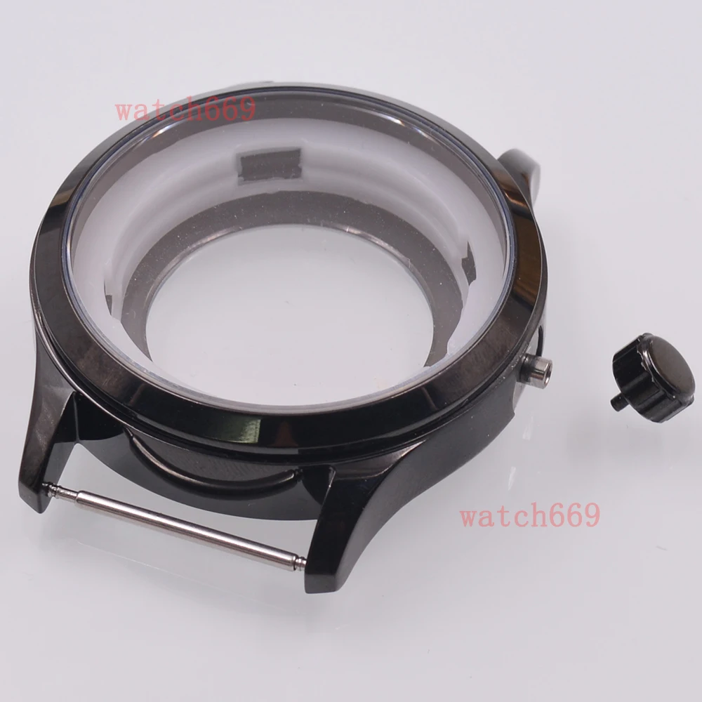 42 مللي متر حافظة ساعة من الفولاذ المقاوم للصدأ باللون الأسود حافظة من زجاج الياقوت تناسب أجزاء ساعة الحركة الأوتوماتيكية NH35 NH36 #6