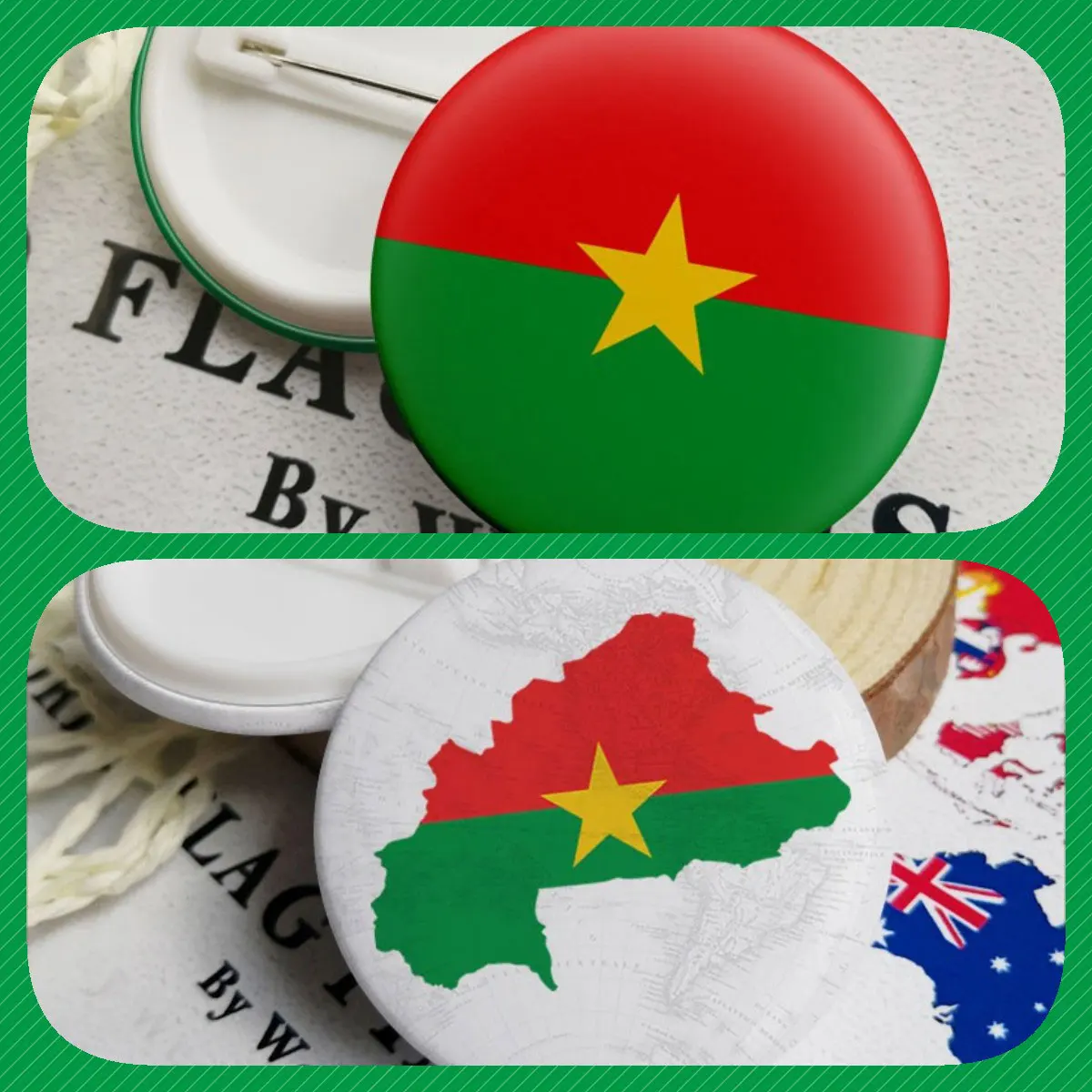 Burkina Faso Map Flag National Emblem Brooches Badges Lapel Pins