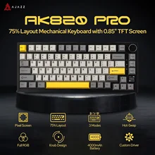 Ajazz ak820/ak820pro teclado mecânico para jogos bluetooth 5.1/sem fio/c-wired teclado personalizado com botão junta de troca quente