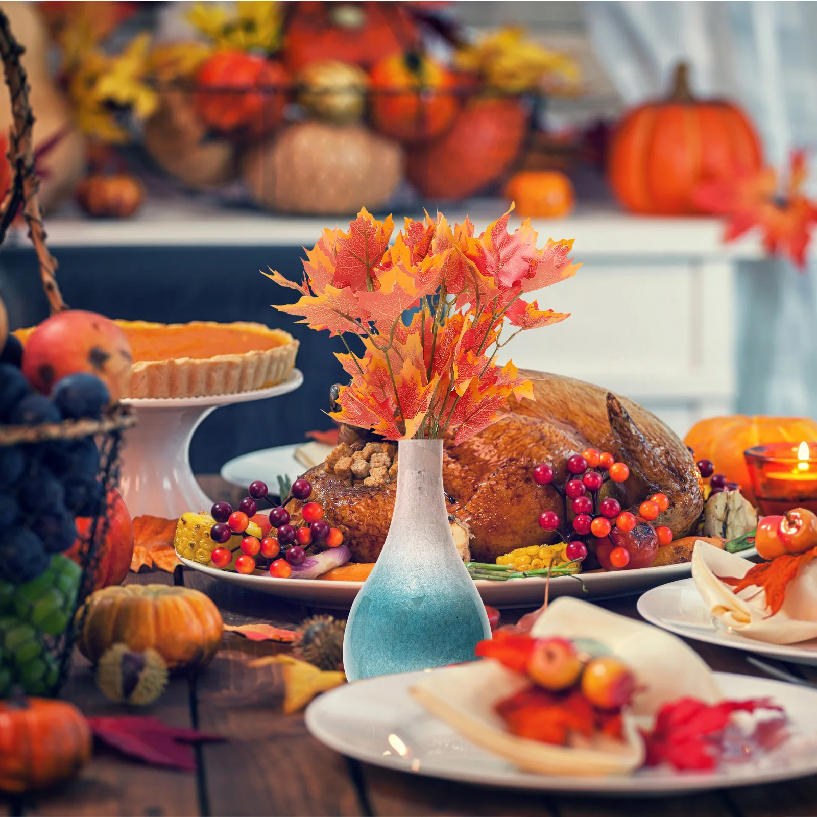 

6Pcs Artificial Maple Leaves Branch Fall Picks Autumn Home Decoration Thanksgiving Flower Arrangement Fall Leaves