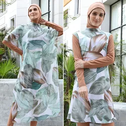 3/4 Stuks Islamitische Badkleding Met Sjaal Strandkleding Moslim Zwempak Voor Dames Bescheiden Lange Mouwen Volledige Cover Boerkini Badpak