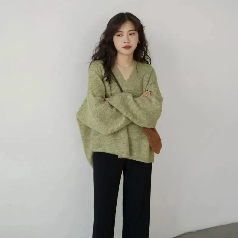 

Autumn New Solid Color Slim Women Pullovers Simple Basic Street Pullovers Woman Casual Loose Fashion Knitted Sweaters