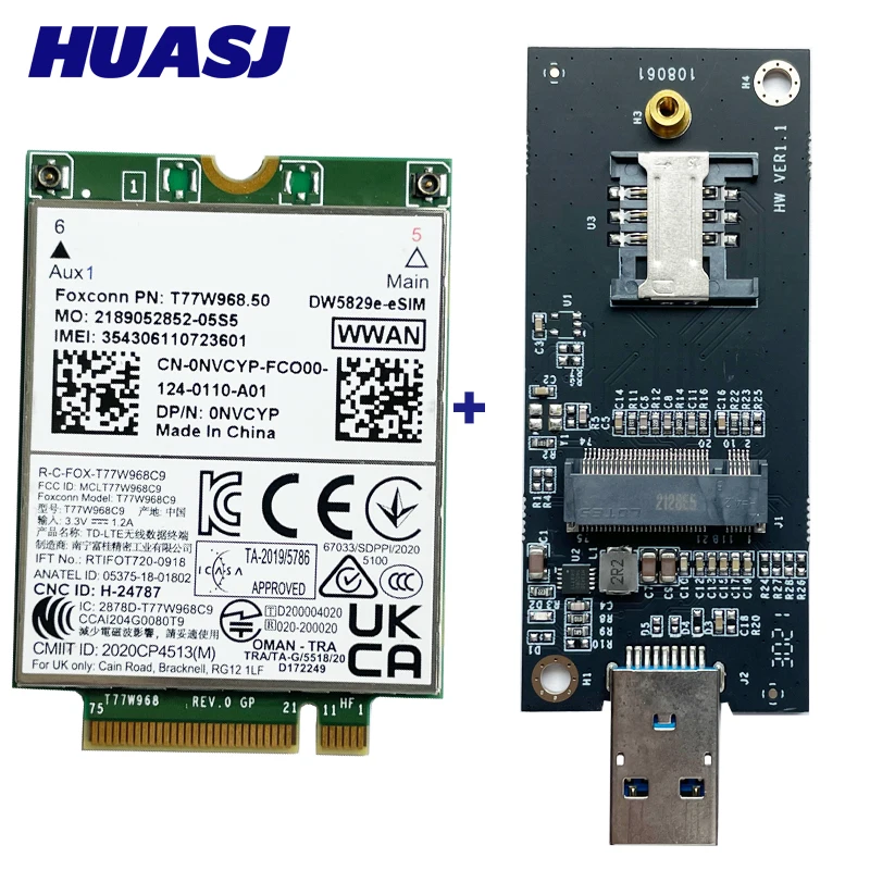 Imagem -04 - Módulo do Portátil 4g para Dell T77w968.50 Dw5829e-esim Dw5829e X20 Lte Cat9 450mbps Fdd-lte Tdd-lte Dell 7320 7330 7520 7530 7430