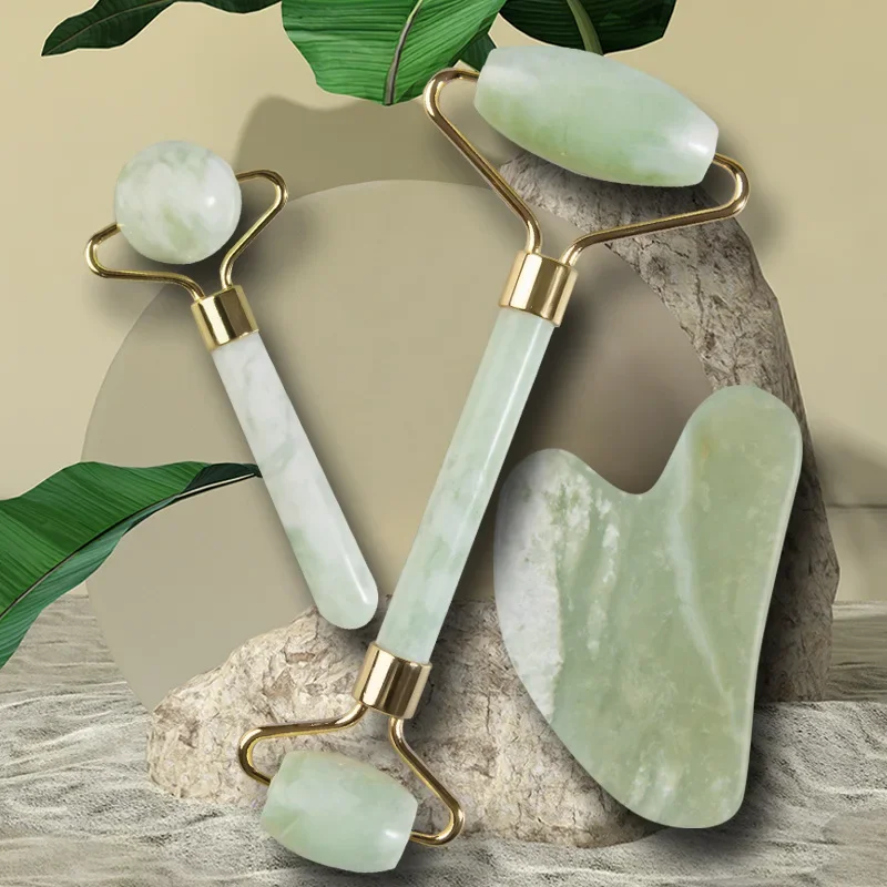 Natural Jade Face Roller Gua Sha Scraper Set Masssager for Face Neck Body Skincare Beauty Guasha Massage Tool Facial Slim Lift