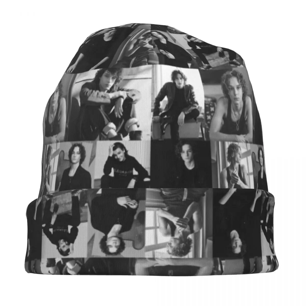 أبيض وأسود ميسون لهم الكولاج Skullies قبعة حريمي دافئة الخريف الشتاء في الهواء الطلق قبعة محبوك بونيه قبعات الرجال النساء الكبار