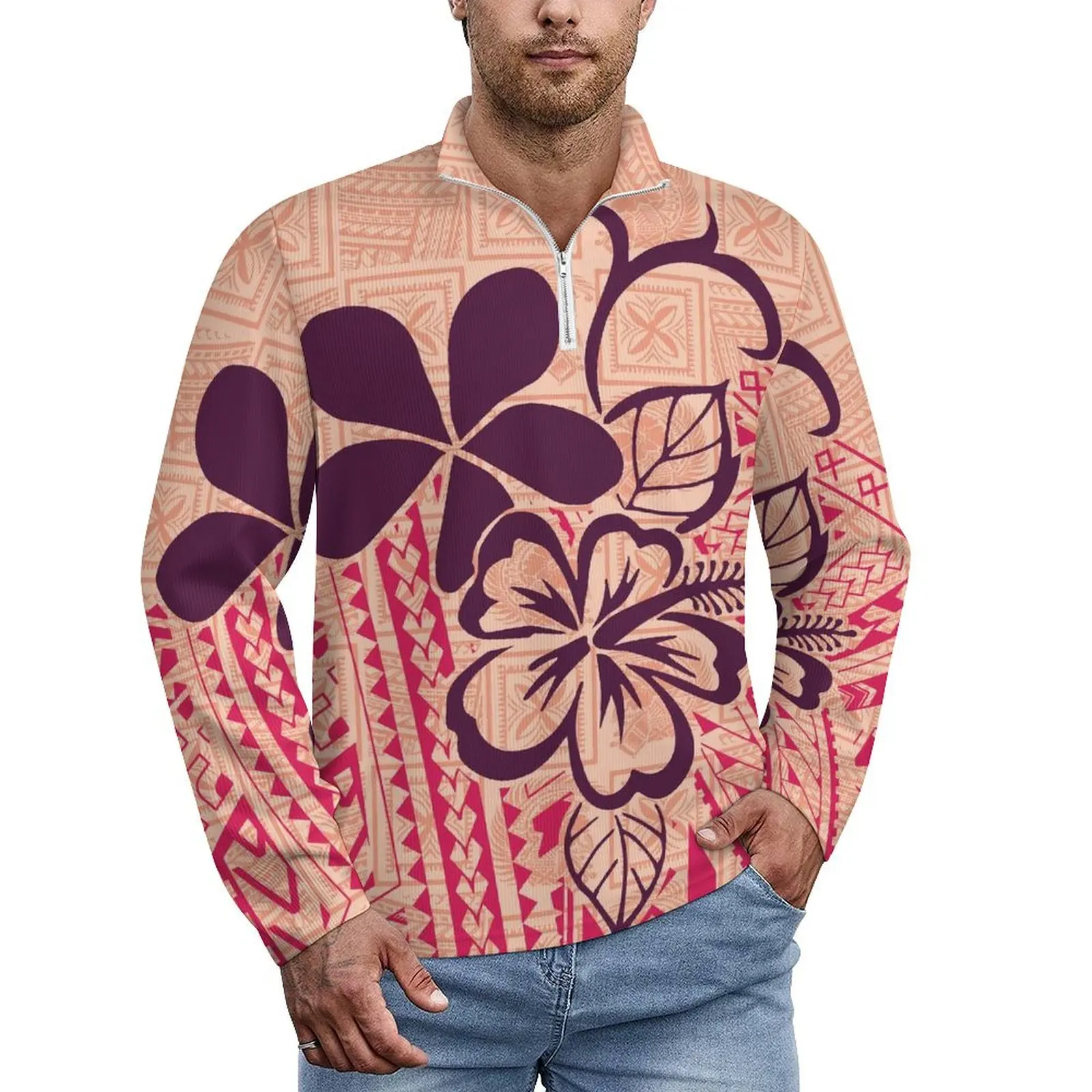 Autumn And Winter Long-Sleeved Polo Shirt Design Sweater Men'S Fashion Top Custom Polynesian Custom Print Free Shipping