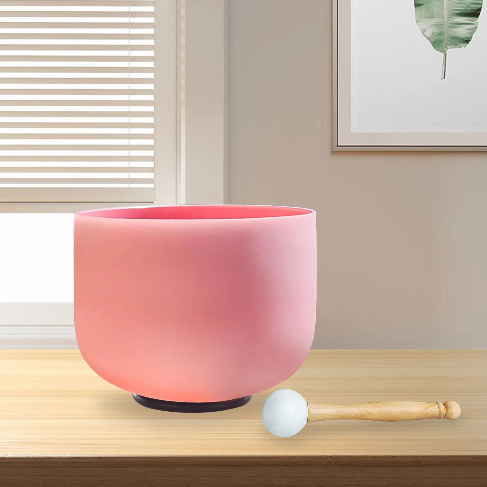 Hye-eun 8 inch Pink Crystal Singing Bowl for Sound Healing with Free Rubber Mallet