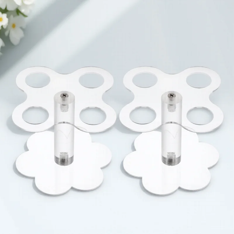 

2Pcs Acrylic Dessert Stand Transparent Ice Cream Holder 4 Holes Rack Storage Shelf for Birthday Wedding Picnic Display