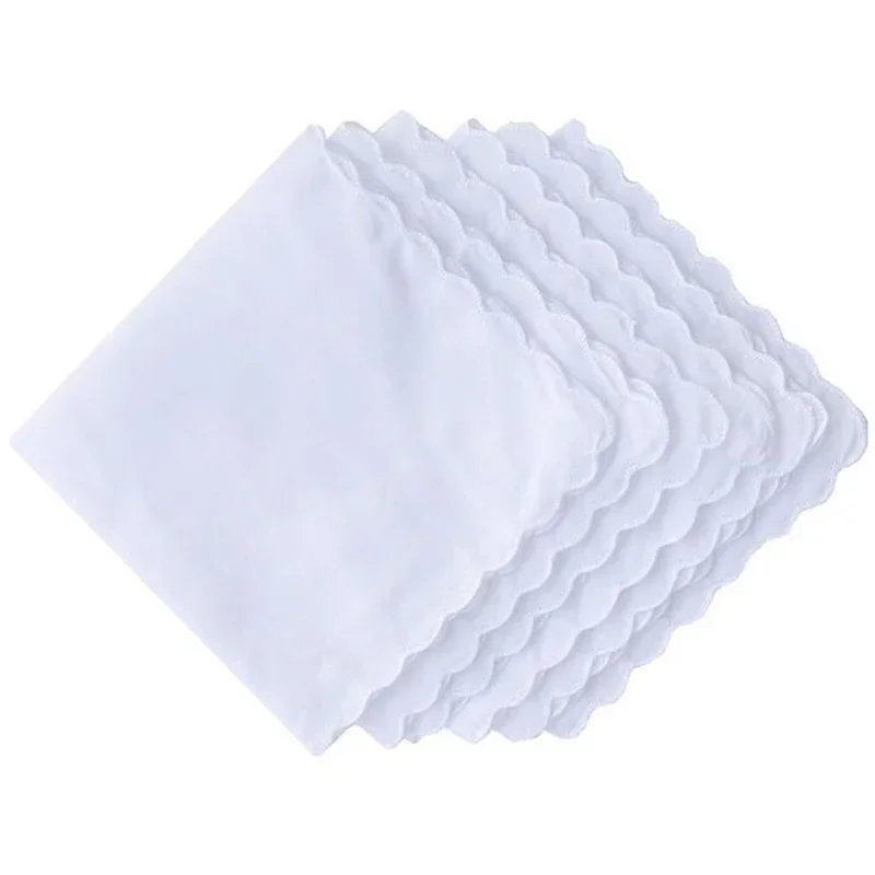 Popular 100%Cotton White Lady Handkerchiefs Women Handkerchief Children Baby Girl Face Hand Towel Party Christmas Gift